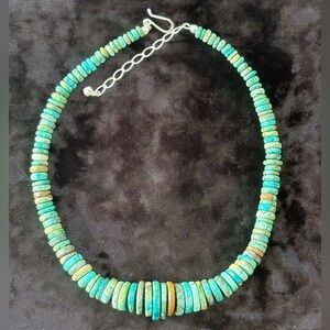 Jay King Turquoise Disc Graduated Beaded Necklace with 925 Sterling Silver